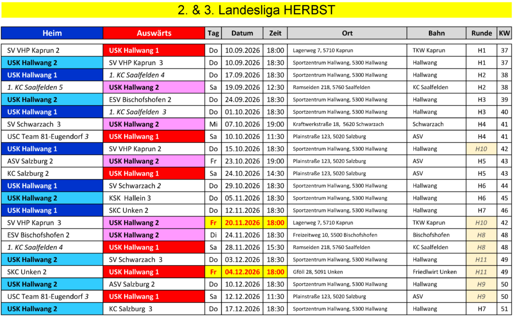 2026-27 Termine Herbst